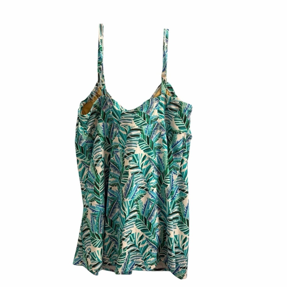 3/$30 ☀️ Swimsuits for all Tropical Leaf Print one Piece Swim Dress Swimsuit